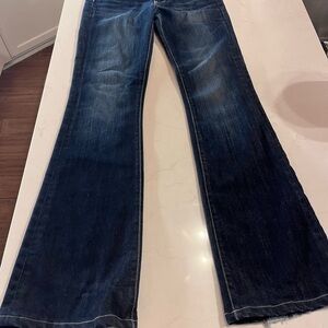 PAIGE Dark Blue Low Waisted Bootcut Hidden Hills Jeans